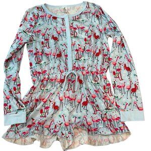Tucker & Tate Girls Holiday Flamingo Print Long Sleeve Romper Pajamas XL (14/16)